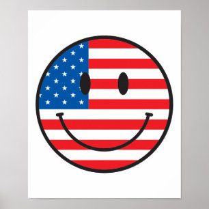 Póster EUA Flag Happy Face
