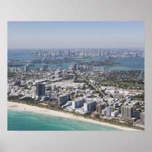 Póster EUA, Florida, Miami, arquitectura da cidade com