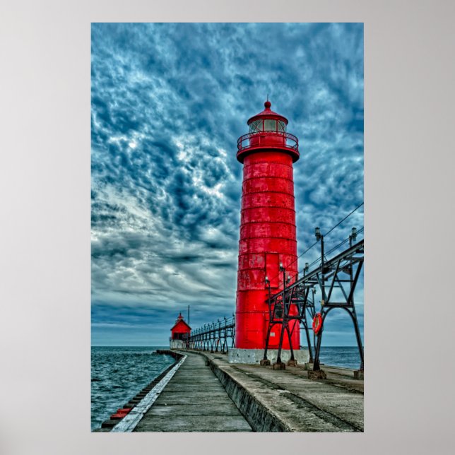 Poster EUA, Grand Haven, Michigan, farol (Frente)