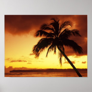 Póster EUA, Havaí, Maui, Pôr do sol colorido em um