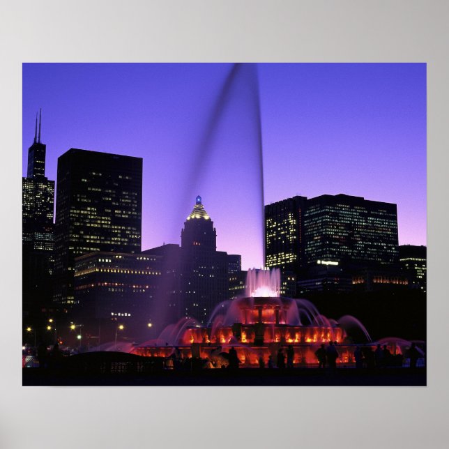 Póster EUA, IL, Chicago. Buckingham Fountain em Grant (Frente)