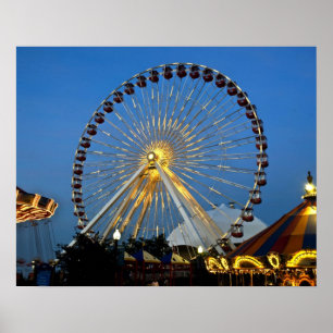 Poster EUA, Illinois, Chicago, Cityscapes, Lighted