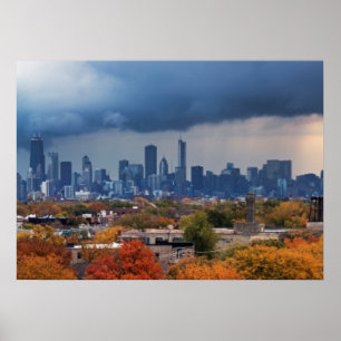 Póster EUA, Illinois, Chicago, paisagem urbana