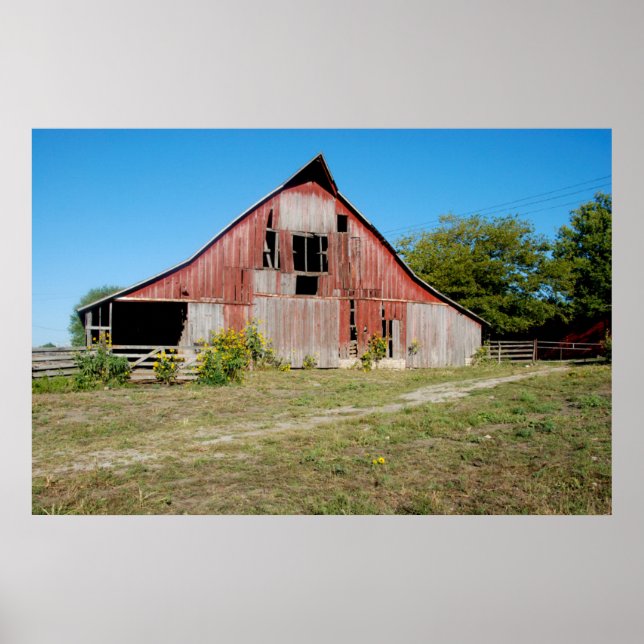 Poster EUA, Kansas, Red Barn Antigo (Frente)