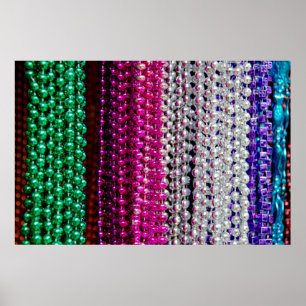 Póster EUA, Louisiana, Nova Orleans. Miçangas de Mardi G