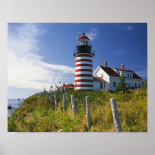 Poster EUA, Maine, Lubec. Farol Quoddy West