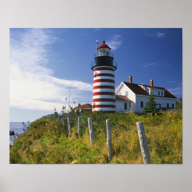 Poster EUA, Maine, Lubec. Farol West Quoddy Head (Frente)