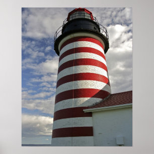 Póster EUA, Maine, Lubec. Farol West Quoddy Head
