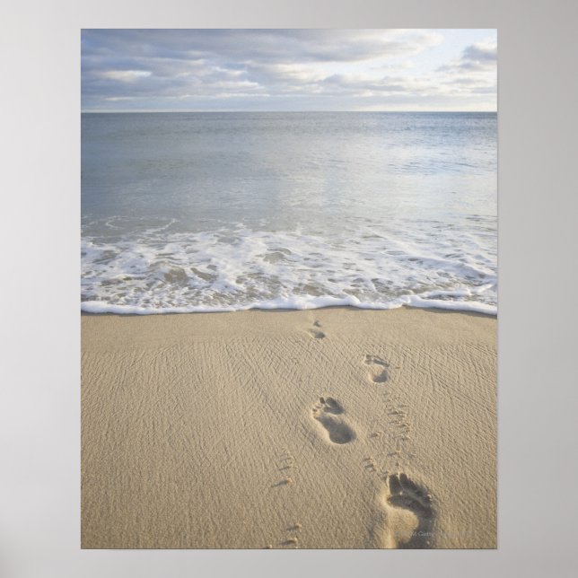 Poster EUA, Massachusetts, Cape Cod, pegadas em (Frente)