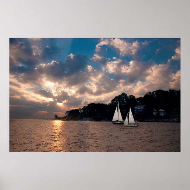 Póster EUA, Massachusetts. Vela ao pôr do sol (Frente)