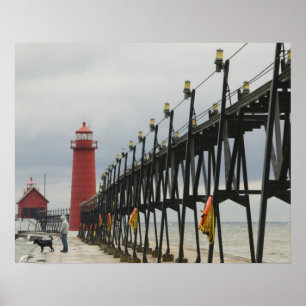 Póster EUA, Michigan, Costa do Lago Michigan, Grand Haven