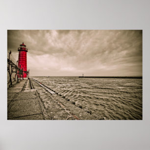 Poster EUA, Michigan, Farol de Grand Haven