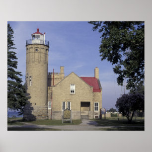 Poster EUA, Michigan Farol Velho de Mackinac Point