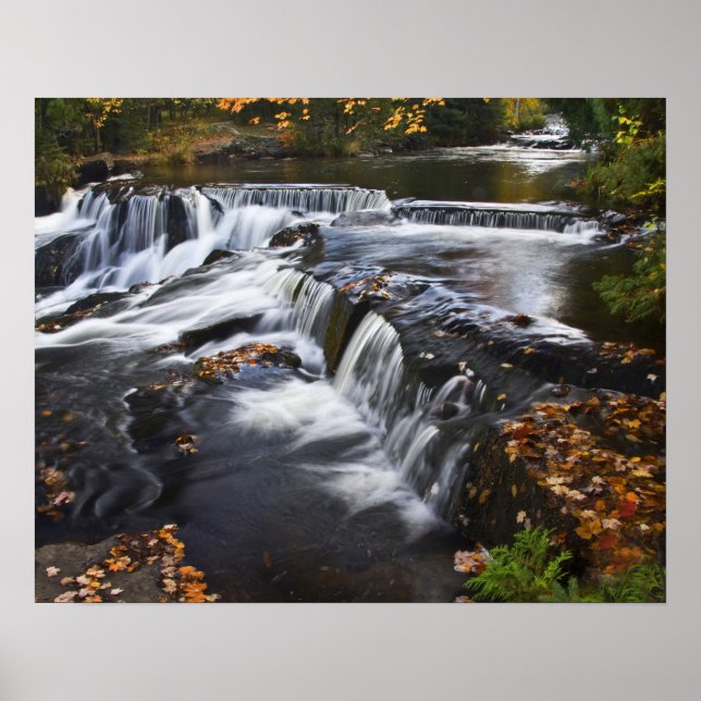 Póster EUA, Michigan, Península Superior. Bond Falls e (Frente)