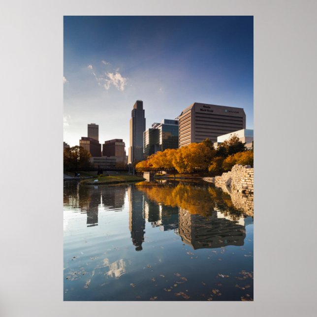 Póster EUA, Nebraska, Omaha, Gene Leahy Mall, Skyline (Frente)
