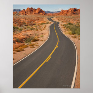 Póster EUA, Nevada, vale do fogo, estrada do deserto