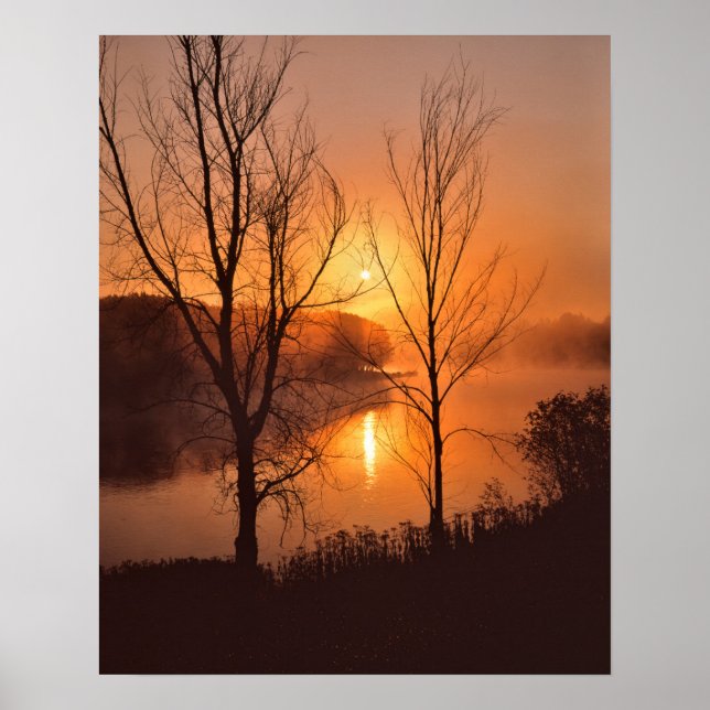 Póster EUA, Nova Inglaterra, Maine. Nascer do Sol de Outo (Frente)