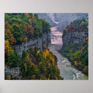 Póster EUA, Nova York, Parque Estadual Letchworth. Rio e