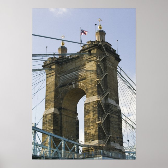 Poster EUA, Ohio, Cincinnati: Suspensão de Roebling (Frente)