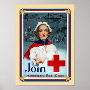 Poster EUA patrióticos - A cruz vermelha junta-se