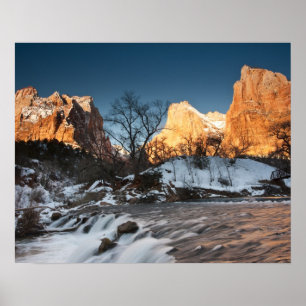 Póster EUA, Utah, Parque Nacional Zion. Nascer do sol na 