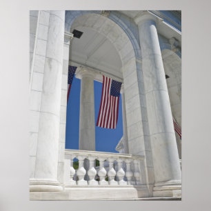 Póster EUA, VA, Arlington. As bandeiras americanas são