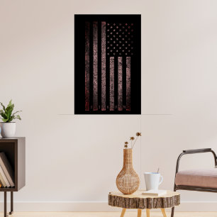 Poster EUA Vintage Pink e Black Grunge Flag Americano