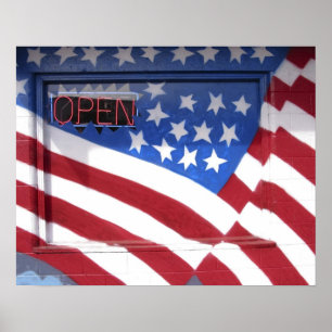 Poster EUA, Washington, lago Moses. Pintura mural da