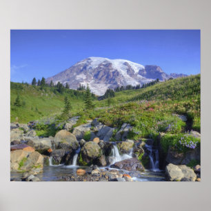 Poster EUA, Washington, Monte Rainier NP, Monte Rainier e