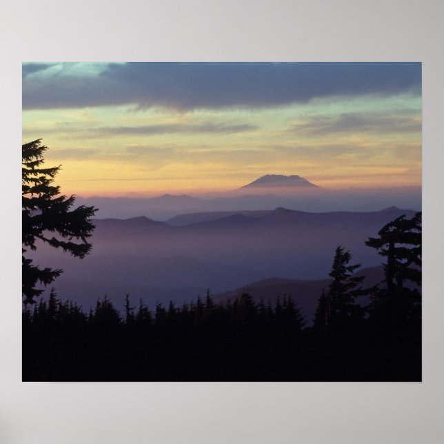 Poster EUA, Washington. Monte St. Helens visto através (Frente)