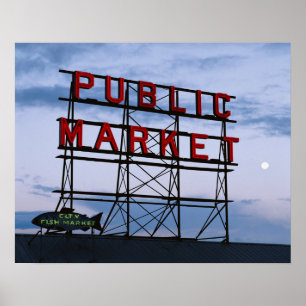 Póster EUA, Washington, Seattle, Pike Street Market