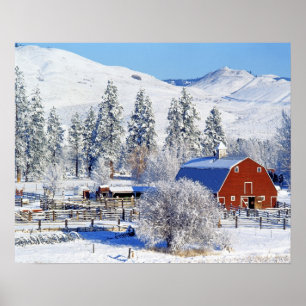 Poster EUA, Washington, vale de Methow, celeiros dentro