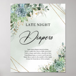 Poster Eucalipto verde suculenta Fraldas noturnas tardias