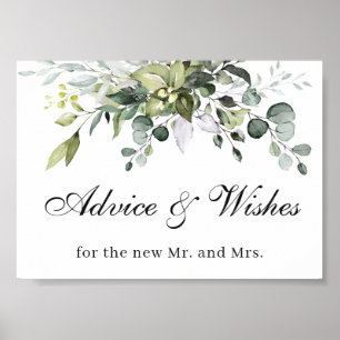 Poster Eucalyptus Advice and Wish WedPoster sign Sign