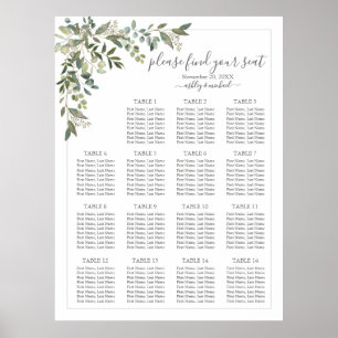 Poster Eucalyptus Botanical Sage Green Weding Seating