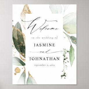 Poster Eucalyptus Brilhante Verde Dourado Sinal de Boas-v