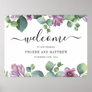 Poster Eucalyptus Calliographic Sinal de Boas-vindas