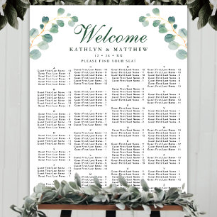 Poster Eucalyptus Casamento Alfabético Elegante