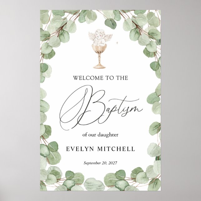 Poster Eucalyptus deixa bebezinho Angel Baptism sinal de  (Frente)