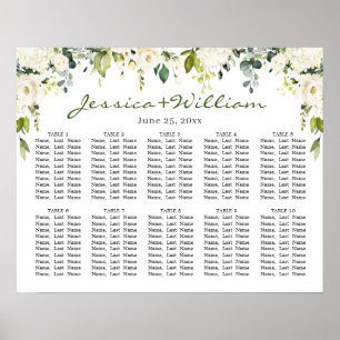 Poster Eucalyptus e Rosas 10 Mesas: GRÁFICO DE CASAMENTO