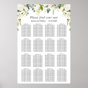 Poster Eucalyptus e Rosas 16 Mesas CARTA DE CASAMENTO