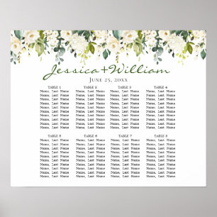 Poster Eucalyptus e Rosas 8 GRÁFICO DE CASAMENTO Mesa