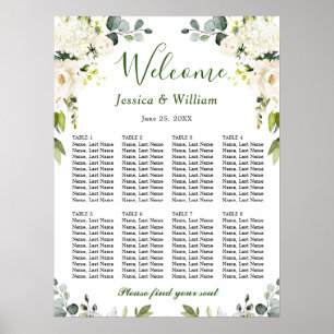 Poster Eucalyptus e Rosas 8 GRÁFICO DE CASAMENTO Mesa