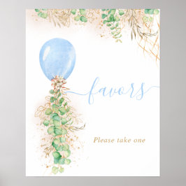 Poster Eucalyptus Foliage Garland Blue Balloon Favores