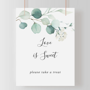 Poster Eucalyptus Foliage Green Summer Love is Sweet Sign