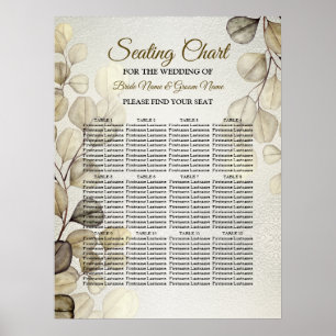 Poster Eucalyptus Foliage Wedding Shiny Dourado com Aquar