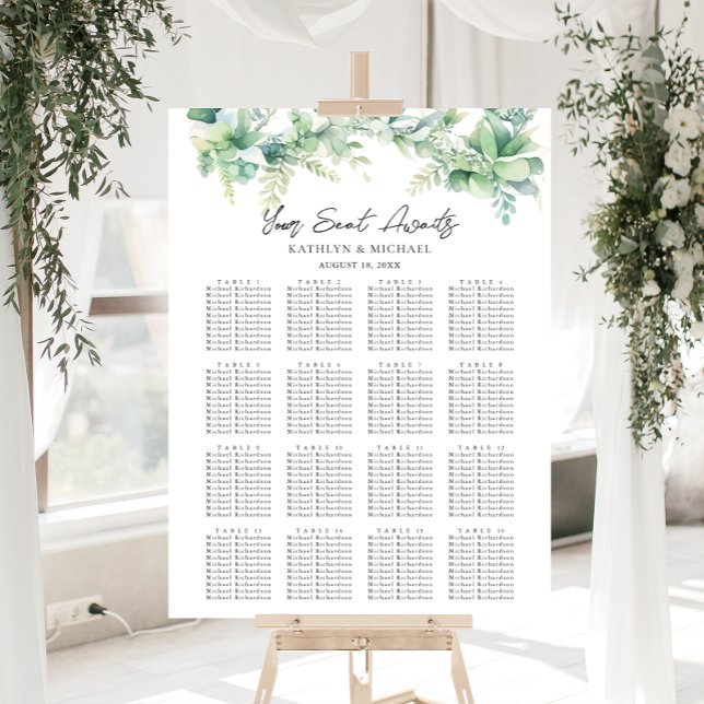 Poster Eucalyptus Garden Wedding 16 Gráficos de Mesa (Criador carregado)