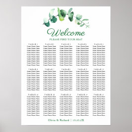 Poster Eucalyptus Greenery 15 Table Wedding Seating Chart