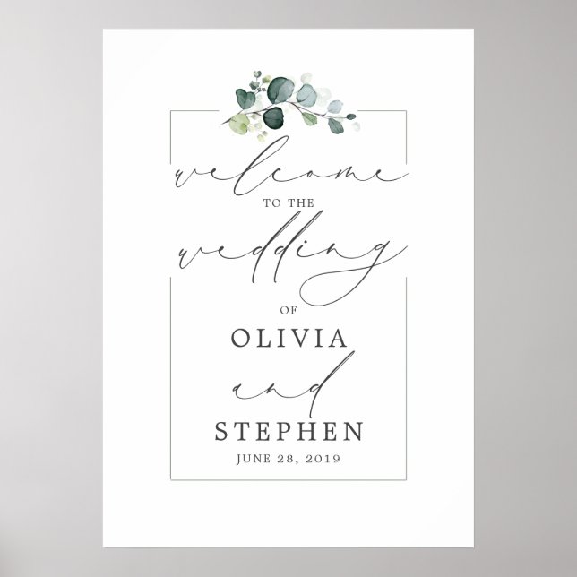 Poster Eucalyptus Greenery Elegante Casamento Moderno Bem (Frente)