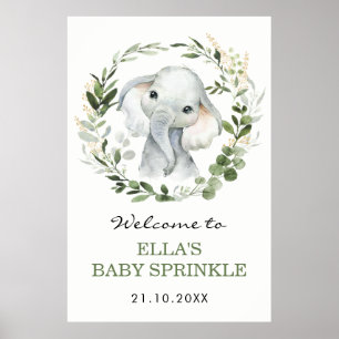 Poster Eucalyptus Greenery Elephant Baby Sprinkle